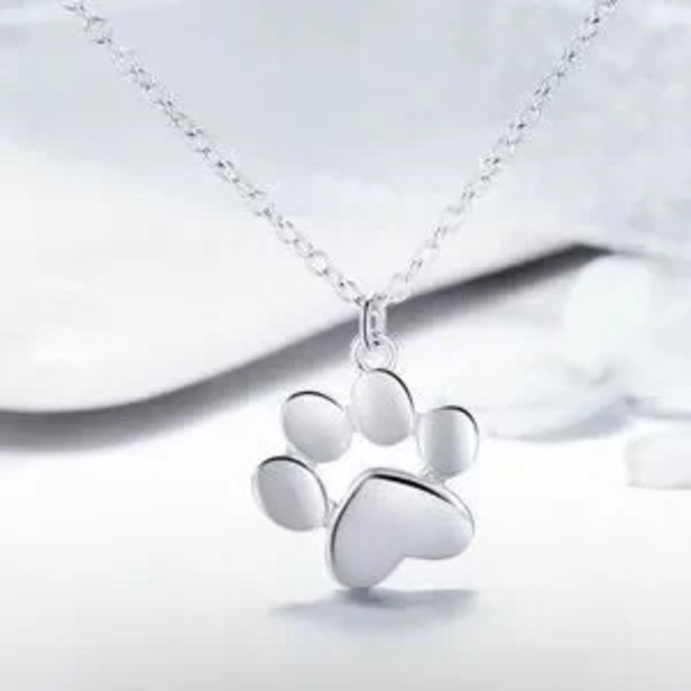 925 Sterling Silver Paw Pendant Necklace